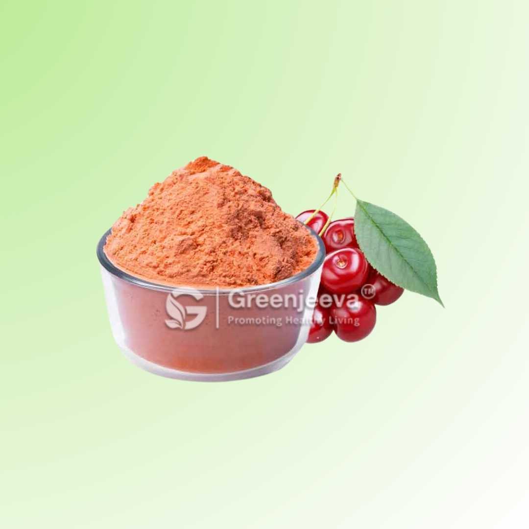 Organic Acerola powder, packed with Vitamin C to enhance immune health.