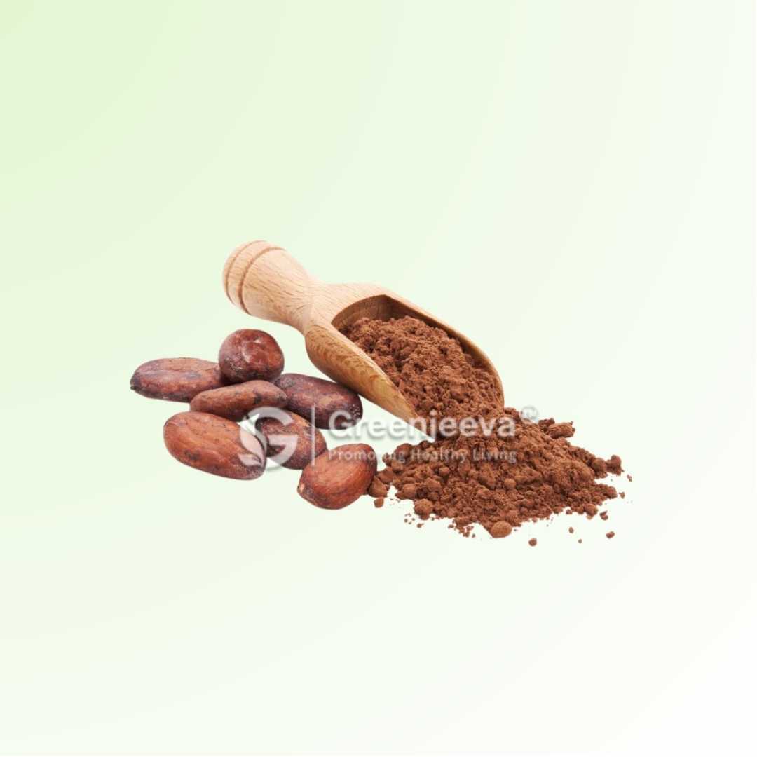 Non-alkalized Organic Cocoa powder, offering a rich chocolate flavor and antioxidants.