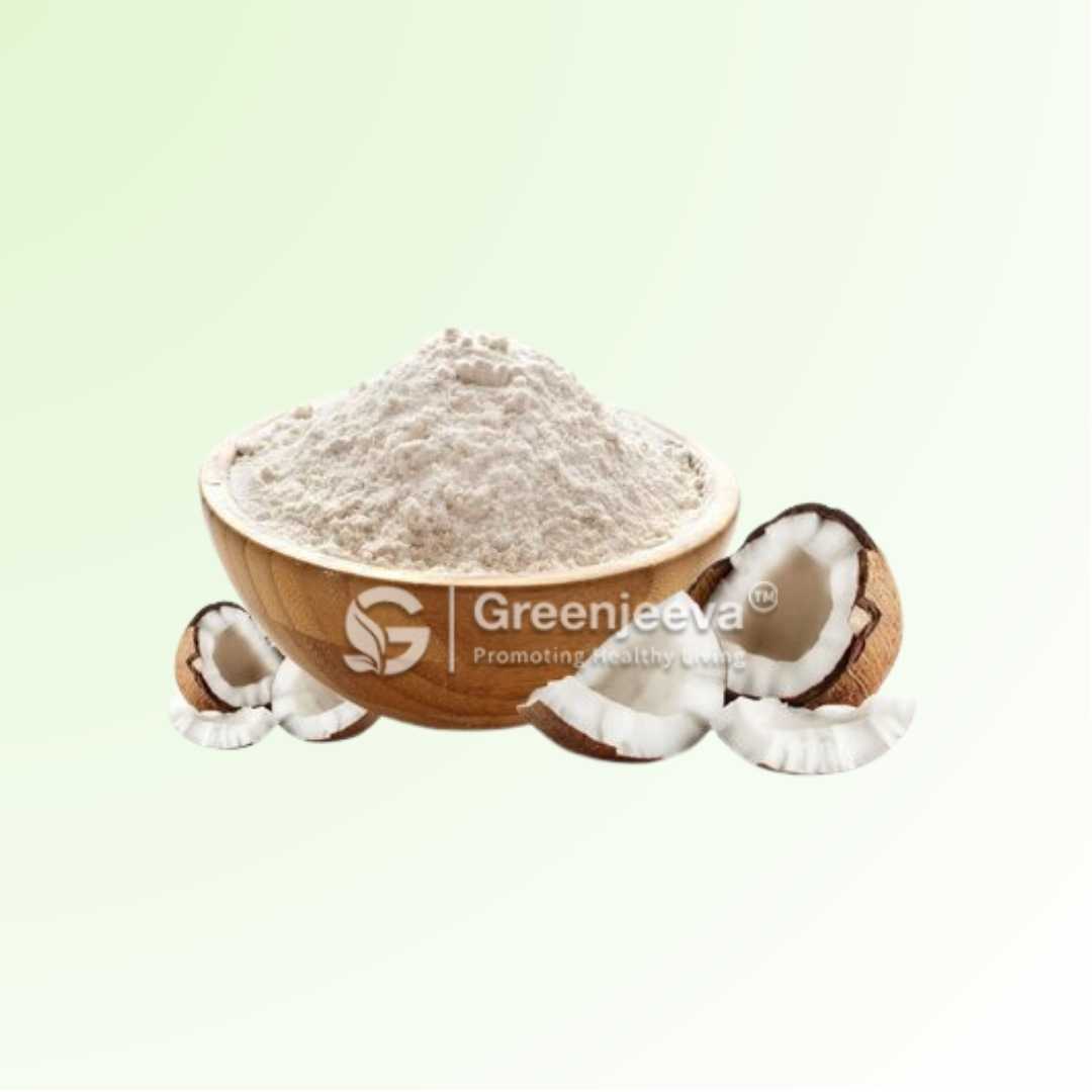 Organic Coconut Flour powder, a low-carb, gluten-free flour alternative for baking.