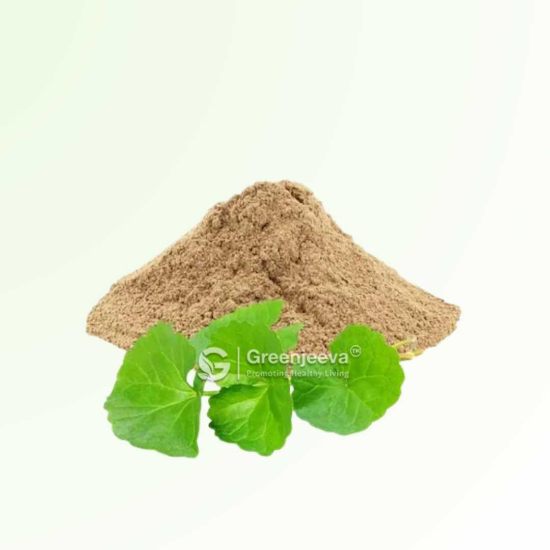 Organic Gotu Kola leaf powder, promoting cognitive function and skin health.