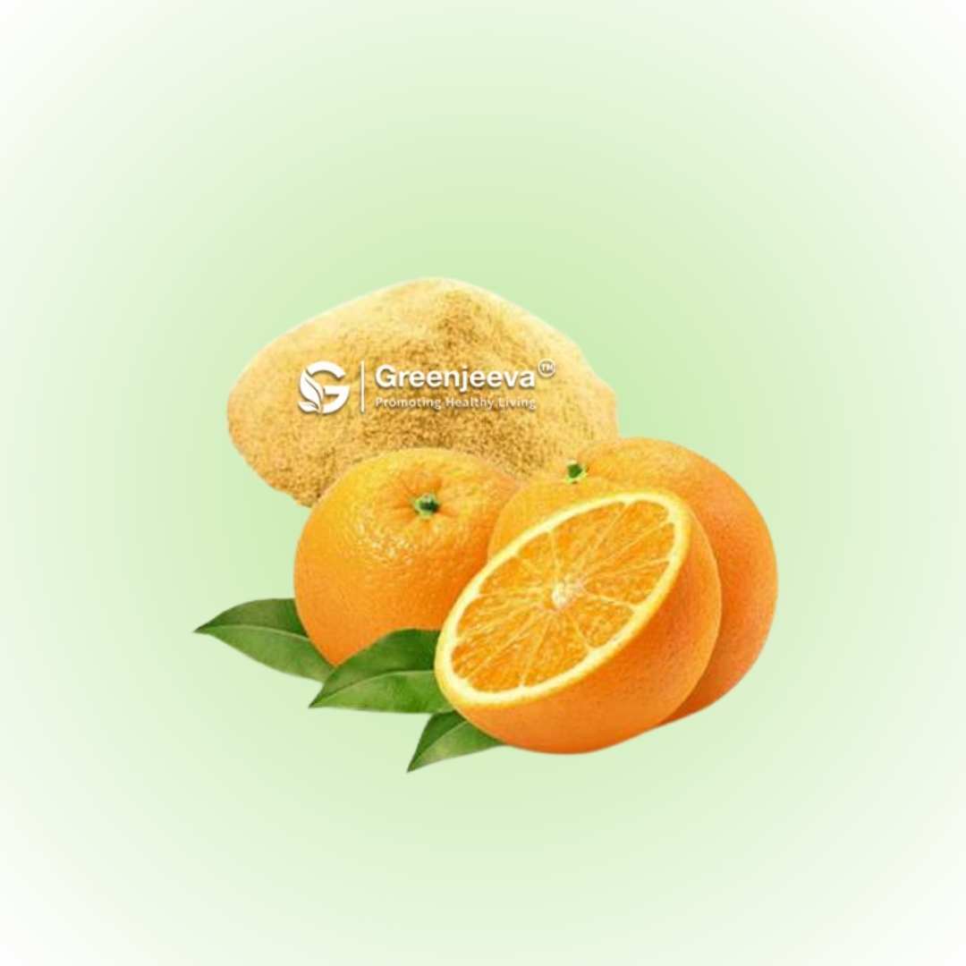 Organic Orange fruit powder, providing natural citrus flavor and Vitamin C.