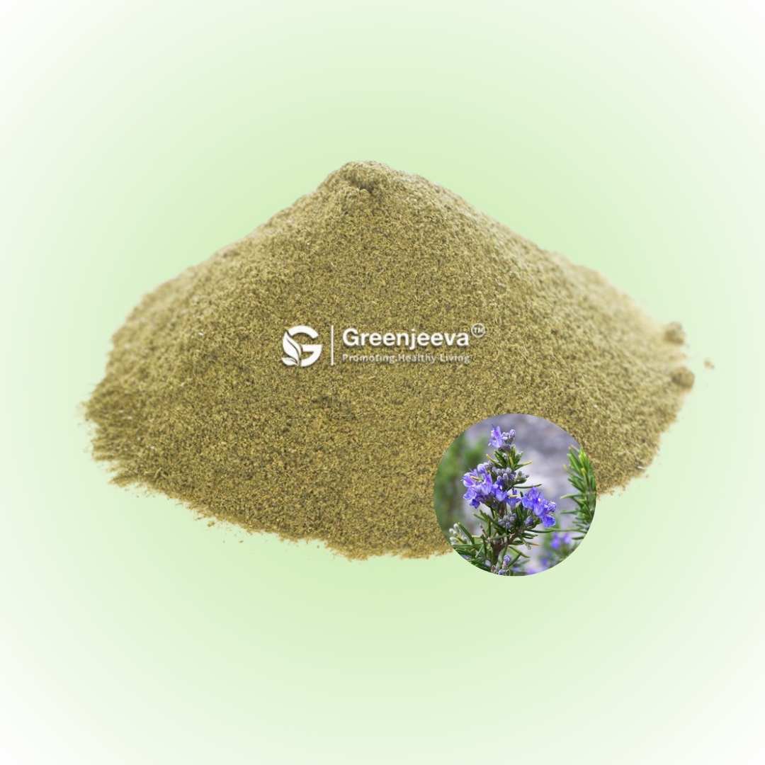 Rosemary Leaf Extract powder with 7.5% Carnosic Acid and Carnosol, offering antioxidant properties.